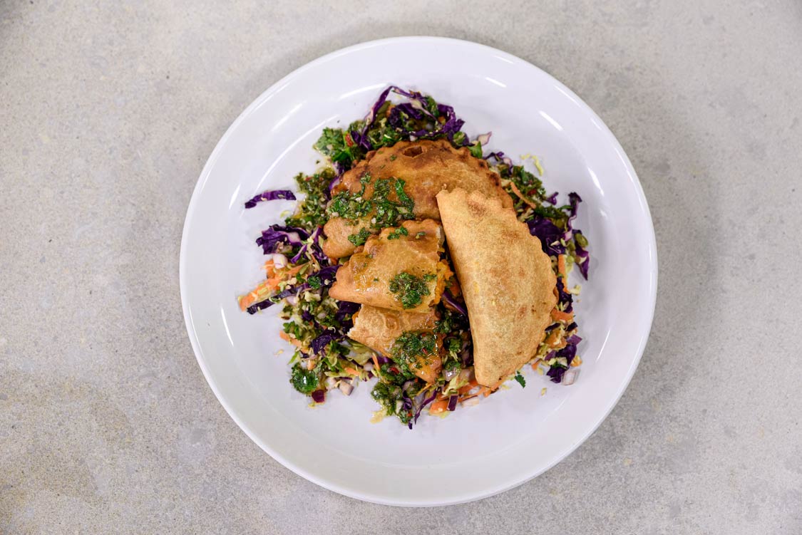 MIxed Veg Empanadas with Chimchurri and Coleslaw
