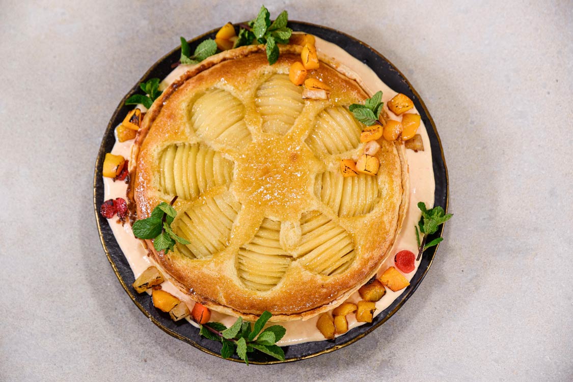 Pear Havles Frangipane Tart