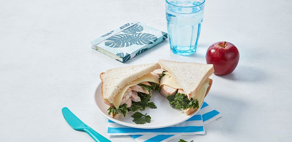 Roast Chicken, Cheese and Greens Sandwich