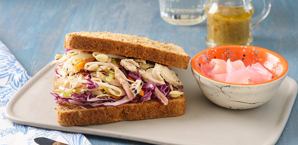 Asian Coleslaw and Shredded Chicken Sarm