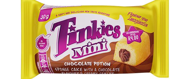 Wrapping of Tinkies Mini Chocolate Potion Spongecake with a chocolate flavoured centre